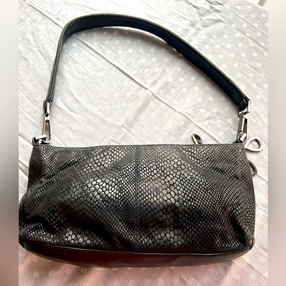 Cee Klein small black leather snake print purse. Have zipper pocket inside.